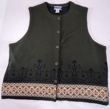 Vintage Pendleton Women’s Wool Blend Button Vest 1X Embroidered Tapestry - £14.55 GBP