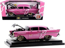 1957 Chevrolet 150 Sedan Medium Pink Pearl with Black Hood and Graphics Limited - £40.40 GBP