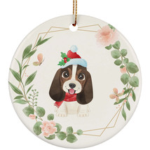 Cute Basset Hound Dog Pet Lover Ornament Flower Wreath Christmas Gift Tree Decor - £11.83 GBP