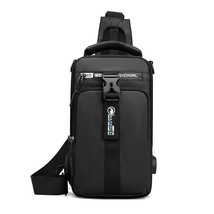 Large Capacity Men Anti Theft Chest Bag Shoulder Bags USB Charging Streetwear Cr - £28.20 GBP