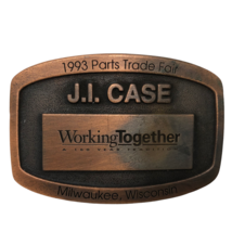 VTG J.I. CASE 1993 Parts Trade Fair Belt Buckle Exide Milwaukee Wisconsin - £22.12 GBP