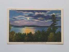 Vintage Postcard Moonlight On The Mississippi La Crosse Wisconsin WI Linen  - £5.42 GBP