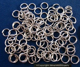 6mm White gold plated medium gauge open round wire jump rings 100pcs fpj045 - £2.33 GBP