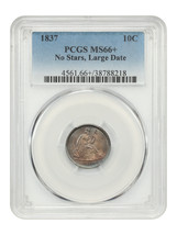 1837 10C PCGS MS66+ (No Stars, Large Date) - $18,485.78