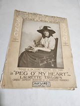 Peg O&#39; My Heart Laurette Taylor by Henry Benedict 1913 Sheet Music - $22.98