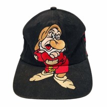 Vintage Walt Disney Snow White And The Seven Dwarfs Grumpy Hat Snap Back Black - $37.95
