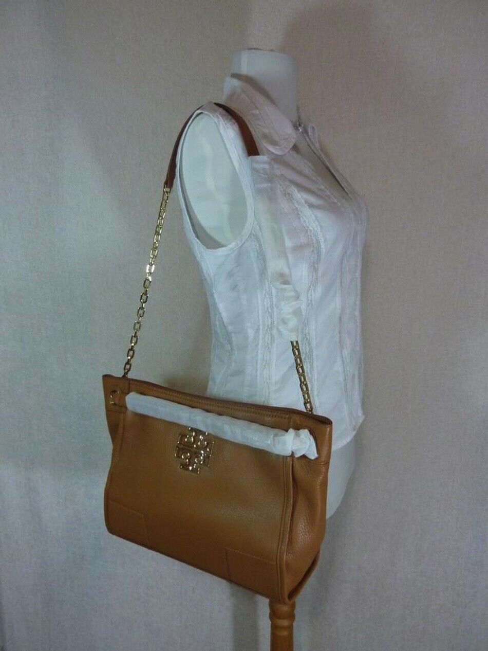 NEW Tory Burch Bark Pebbled Leather Small Britten Slouchy Tote - $475 Item image 8