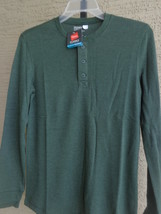 NWT  Hanes Small Classics Comfort Blend Waffle Weave L/S Henley Forest $... - $6.92