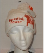 Swedish power Beanie Ski Winter Warm Cap Hat OSFM White Orange - €12,79 EUR