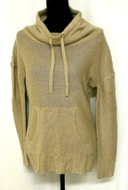 Rue 21 Sweater Size Large Beige L/S Front Pocket Knit Mock Neck Drawstring Nwt - £12.34 GBP