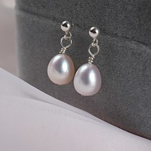 ASHIQI Real White Freshwater s  Drop Earrings for Women with 925 Silver ... - £15.59 GBP