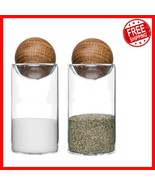 Elegant Nature Collection Glass Salt &amp; Pepper Shakers with Oak Stopper, ... - $1,237.22 MXN