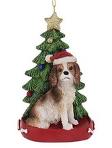 Cavalier King Charles Spaniel Wearing Santa Hat Christmas Tree Ornament ... - $31.99