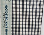 Flannel Back Vinyl Tablecloth 60&quot; ROUND, BLACK,GREY &amp; WHITE BUFFALO CHEC... - $14.84