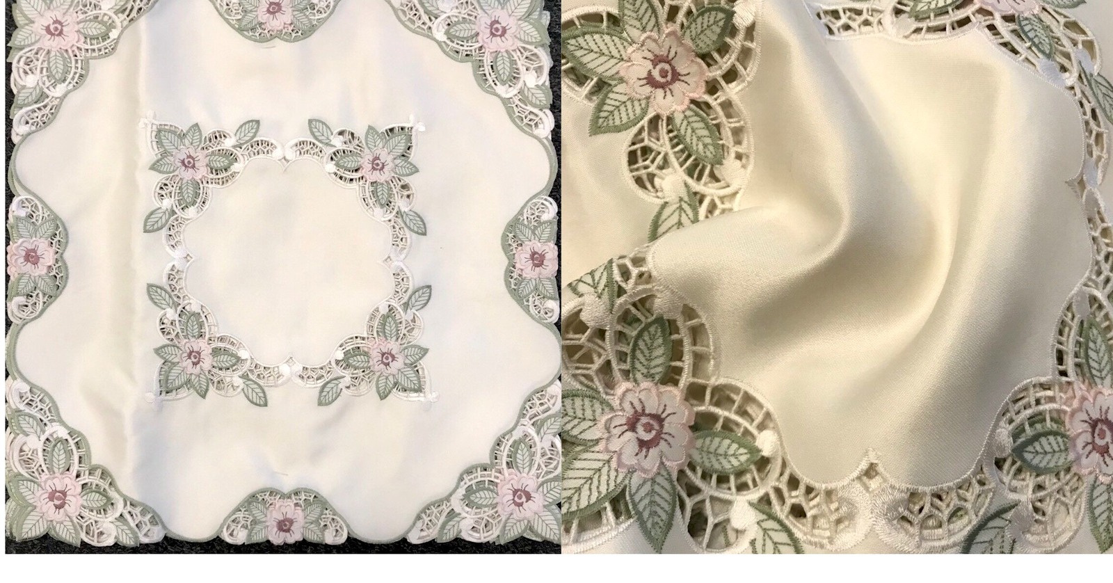 Embroidery Square Polyester Fabric Doily Doilies Embroidered Table Place... - $22.99