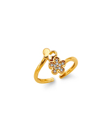 14K Yellow Gold Cubic Zirconia Flower Toe Ring - $189.99