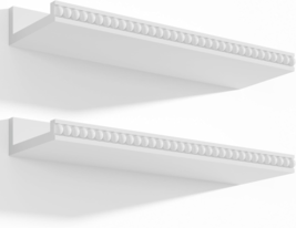 Floating Shelves Wall Mounted Set of 2, Modern White Shelves with Lip, Wood Wall - £25.94 GBP