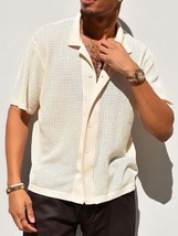 Men&#39;s Full Size Openwork Button Down Collared Neck Shirt Plus Size - €33,95 EUR