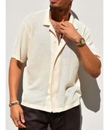 Men&#39;s Full Size Openwork Button Down Collared Neck Shirt Plus Size - €33,82 EUR