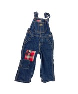 OshKosh B&#39;Gosh Vestbak Denim Moose Buffalo Plaid Overalls Size 12 Months - £18.02 GBP