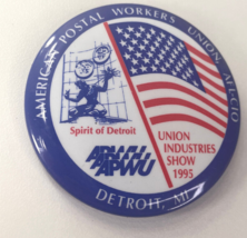 American Postal Workers Union Industries Show 1995 Pin Button - £6.04 GBP