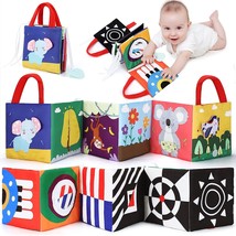 Baby Books Toys 0-6 Months, High Contrast Black&White Toys With Mirror&Teether,  - £20.44 GBP