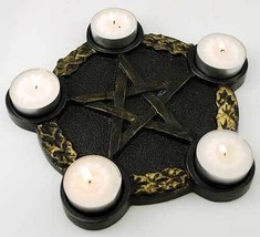 Pentagram Candle Holder Altar Plate, 7x3/4 inch, Brass, Decorative Home Ritual - $1,834.34 MXN