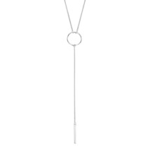 Simply Chic Dangling Bar and Circle Y-Shape Sterling Silver Necklace - £26.48 GBP