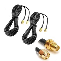 2Pack 33Ft Wifi Antenna Extension Cable Rp-Sma Male To Female Connector For Wire - £26.36 GBP