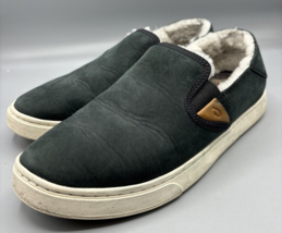 Olukai Pehuea Heu Womens Sz 7 Black Leather Shearling Slip On Loafers Ca... - $408.12 MXN