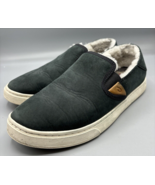 Olukai Pehuea Heu Womens Sz 7 Black Leather Shearling Slip On Loafers Ca... - $408.12 MXN
