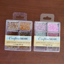 Crafter's Square Glass Beads, 2 packs, 12 colors, Pink Gold Bronze Purple Sea