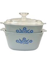 Vintage CorningWare Casseroles 1 Qt. &amp; 1 3/4 Qt. Cornflower Blue with 1 LId - $33.24