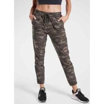 ATHLETA OLIVE green gray CAMO ELASTIC WAIST FARALLON JOGGER PANTS drawst... - $29.67