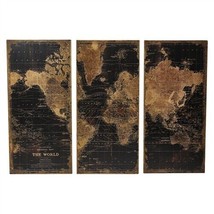 Stanford World Map Wall Decor, Black &amp; Brown - Set of 3 - £352.99 GBP
