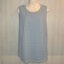 White Stag Women&#39;s Tank Top Size L 12-14 Blue Pointelle Sleeveless Cotton Blend - £9.74 GBP