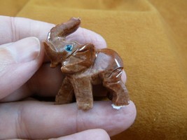 Y-ELE-16) little red tan ELEPHANT carving SOAPSTONE stone figurine trunk lucky - £6.85 GBP
