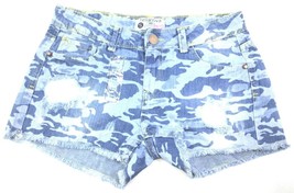 Womens Terranova Button Fly Ripped Shorts Size S Blue Denim Camouflage NWOT - $15.72