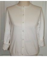 Lands End  Women&#39;s LS Supima Crew Cardigan Sweater White New - $756.95 MXN
