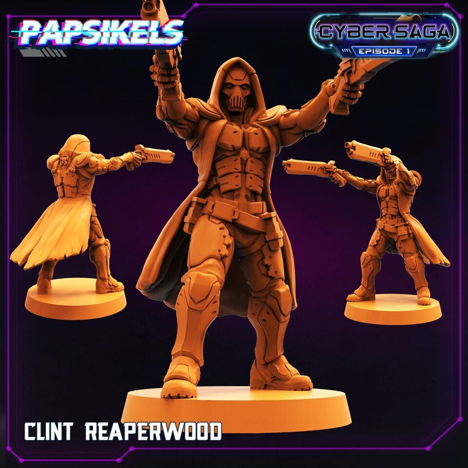 3D Printed Papsikels Cyberpunk Sci-Fi Clint Reaperwood Cyber Saga - 28mm... - $7.16+