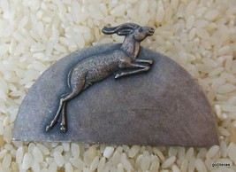 Vintage Leaping Gazelle Pin Pewter 2.5&quot; - £12.20 GBP