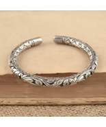 925 sterling silver handmade chitai work design wrist bangle cuff kada n... - $123.74