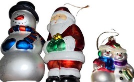 Thomas Pacconi Blown Glass Ornament Snowman Couple &amp; Santa &amp; Snowman Ornaments - $13.10