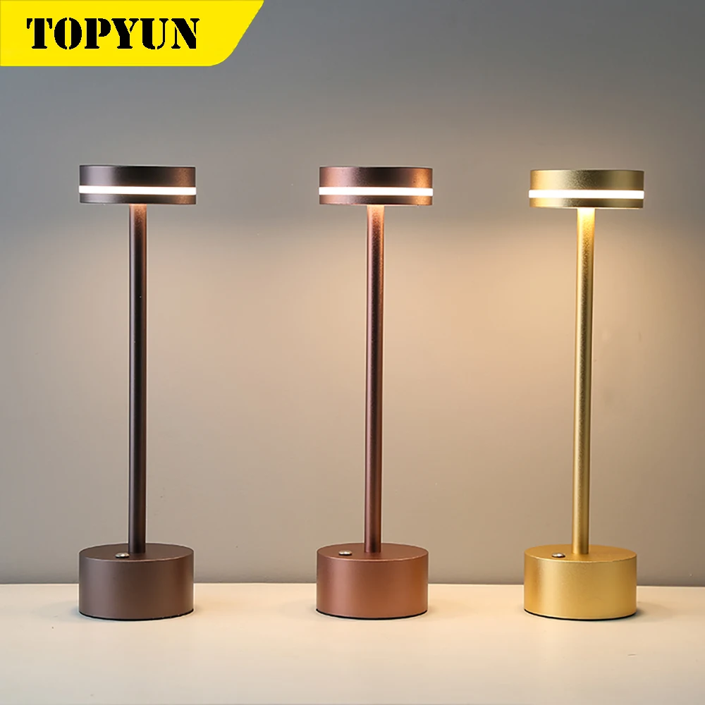LED table lamp rechargeable touch switch aluminum lamp bedside table bed... - $27.28