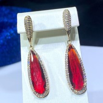 Shiny Water Drop Dangle Cubic Zirconia Long Earring for Women High Quality Fashi - £34.02 GBP
