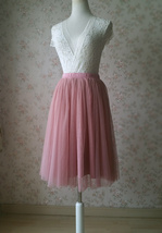DUSTY PINK Tulle Midi Skirt Women Custom Plus Size Tulle Skirt Outfit image 2