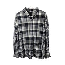 Eddie Bauer Men's Cotton Flannel Long Sleeve Black White Plaid Size Large - $22.99