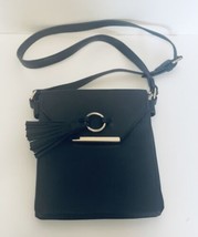 Crossbody Black Faux Leather Purse Handbag Magnetic Snap Closure Pebble ... - £17.03 GBP