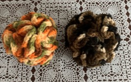 Handmade Yellow Crochet Two Brain Ball Dog Cat Toys Soft Cuddly Washable Fun - £10.30 GBP