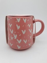 Thyme &amp; Table Coffee Tea Mug Cup Pink With White Hearts 16 Oz Stoneware - £10.19 GBP